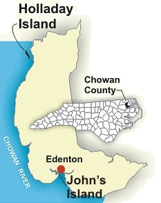 map of chowan county and showing holiday island