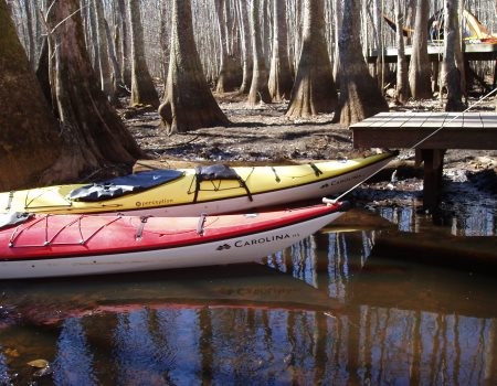 beaver lodge, canoes